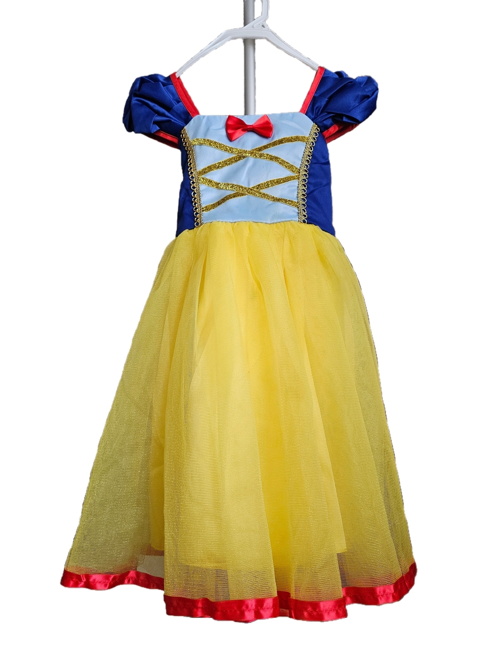 Girls Princess Dress Classic Blue and Yellow Costume Dress with Red Accents